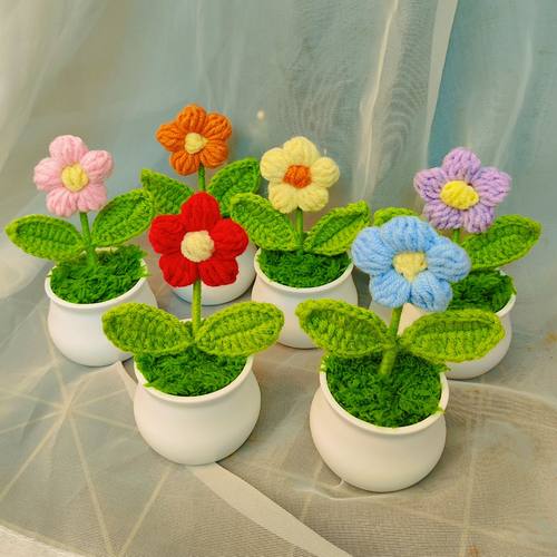 送你一朵小红花成品毛线手工编织桌面摆件中考加油励志教师节礼品