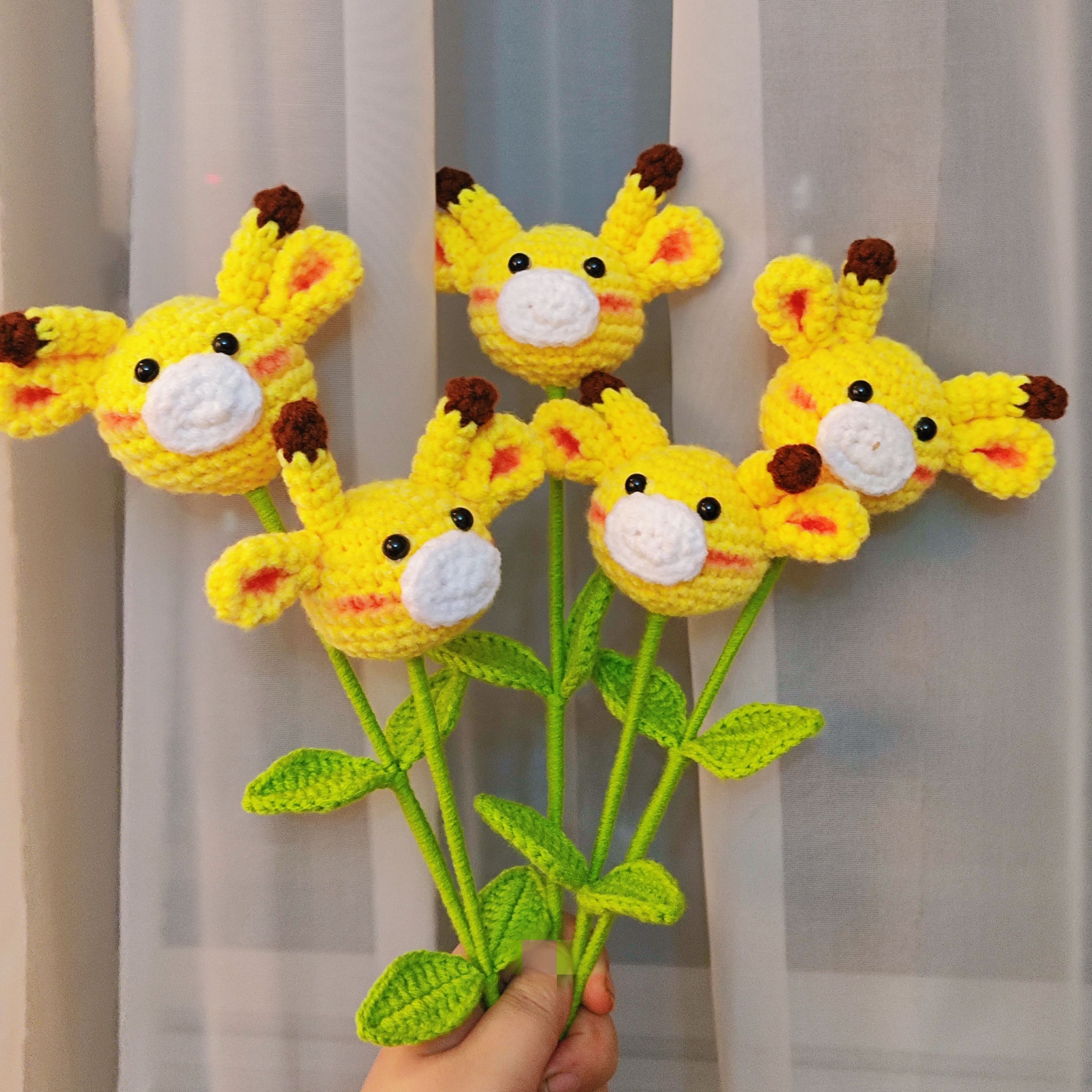 成品包邮玩偶手工钩织毛线长颈鹿可爱卡通花束创意毕业节庆礼物