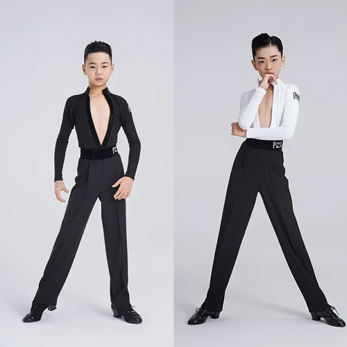 FZS DANCE拉丁舞上衣男童舞蹈服练功服拉丁服男生长袖训练服男