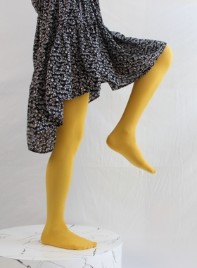 多巴胺穿搭拿坡里黄色打底袜姜黄芥末黄色连裤袜糖果彩色丝袜春秋