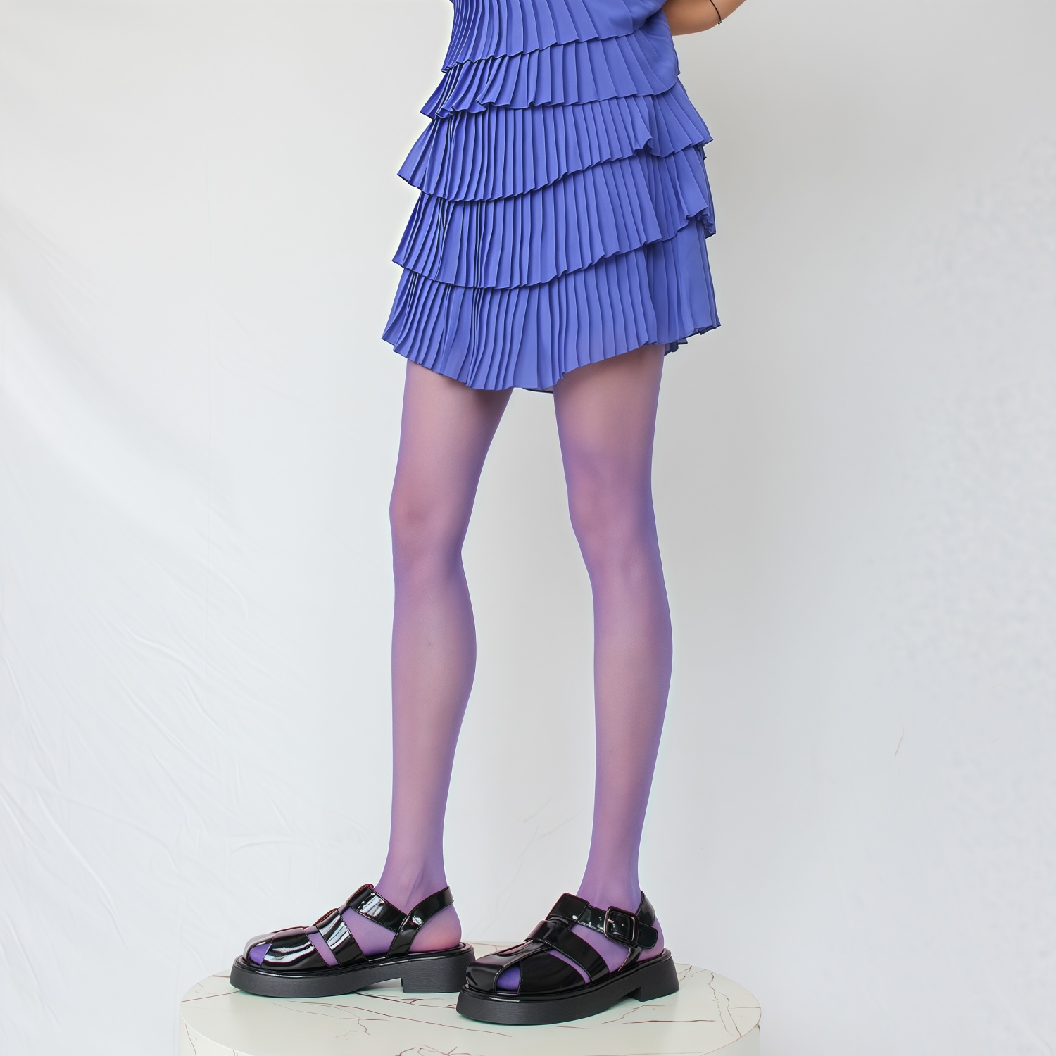 超薄透肉蓝莓紫色丝袜夏季包芯丝