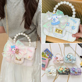 饰包 珍珠手提包小香风女孩洋气装 新款 儿童包包可爱卡通斜挎包时尚