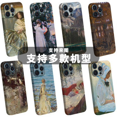文艺手机壳秋冬新款油画水彩素描