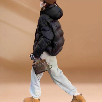 洋气别致棉服女款2025冬季小个子泡芙龟背连帽羽绒棉衣棉袄潮