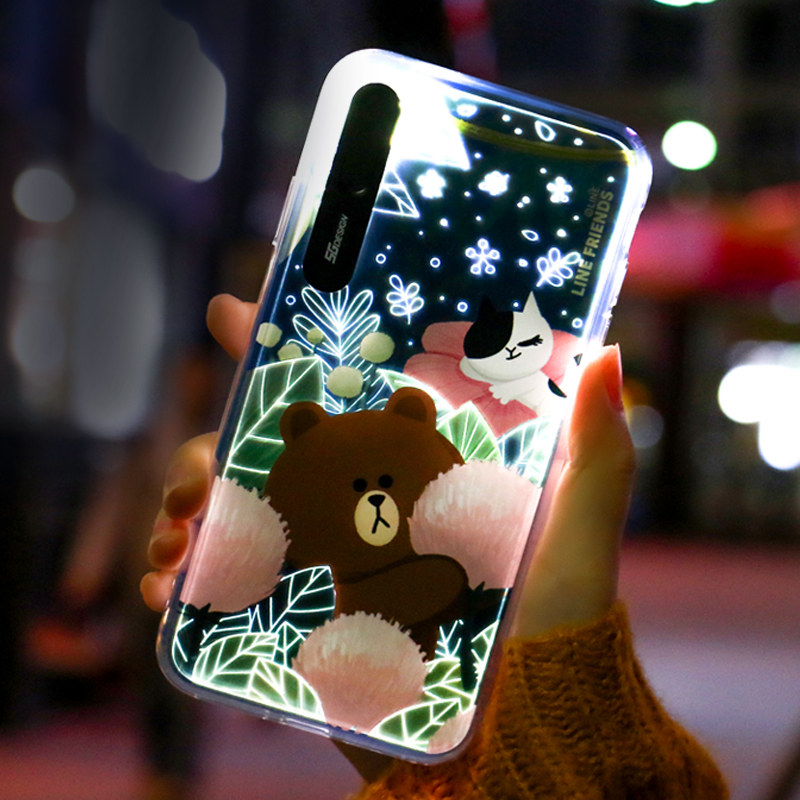 适用LINE FRIENDS来电闪iPhonexsmax手机壳苹果XR发光硅胶闪光可爱女