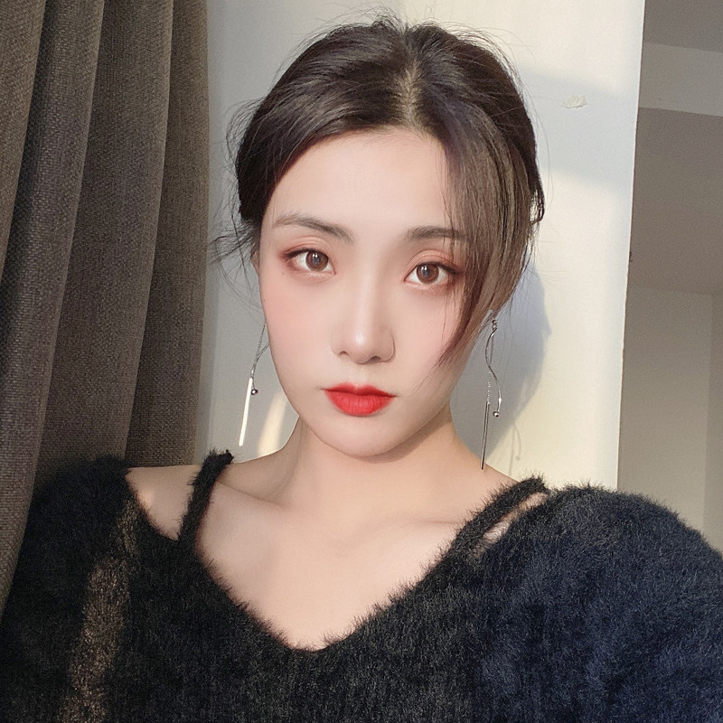 曲线流苏长款显脸瘦耳钩个性简约一字百搭耳环气质唯美日韩耳饰女