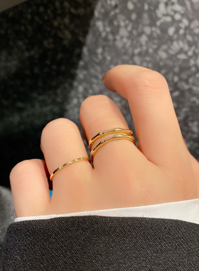 日韩时尚镀真金戒指竹节