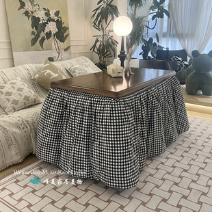 经典小格子加厚可拆洗脱胆简约烤火被罩烤火架罩电暖炉套烤火被罩