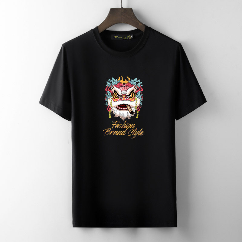 香港正品潮牌夏季中国风狮子头半袖男女潮流圆领纯棉大码短袖T恤