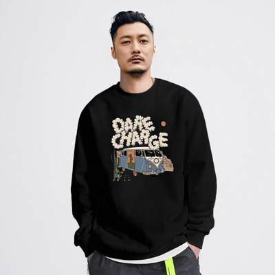 香港正品潮牌秋冬余文乐卡通巴士休闲打底衫男款加绒纯棉圆领卫衣