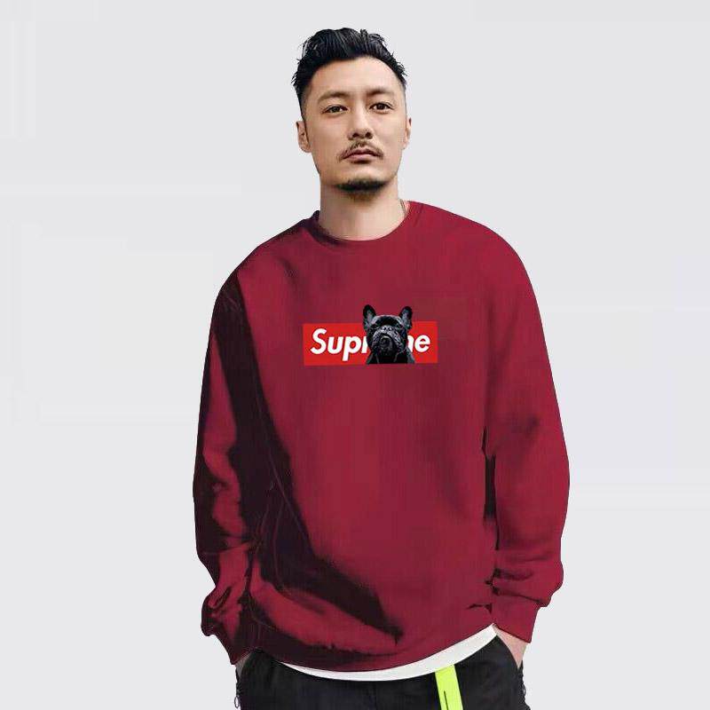 港风潮牌本命年酒红小狗狗卫衣