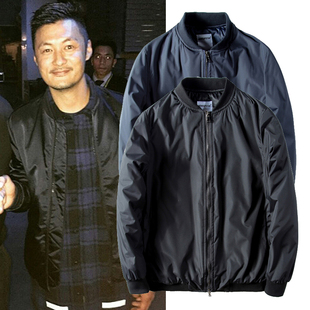 欧美正品潮牌 秋冬余文乐同款纯色棒球服 男百搭修身棉衣夹克外套