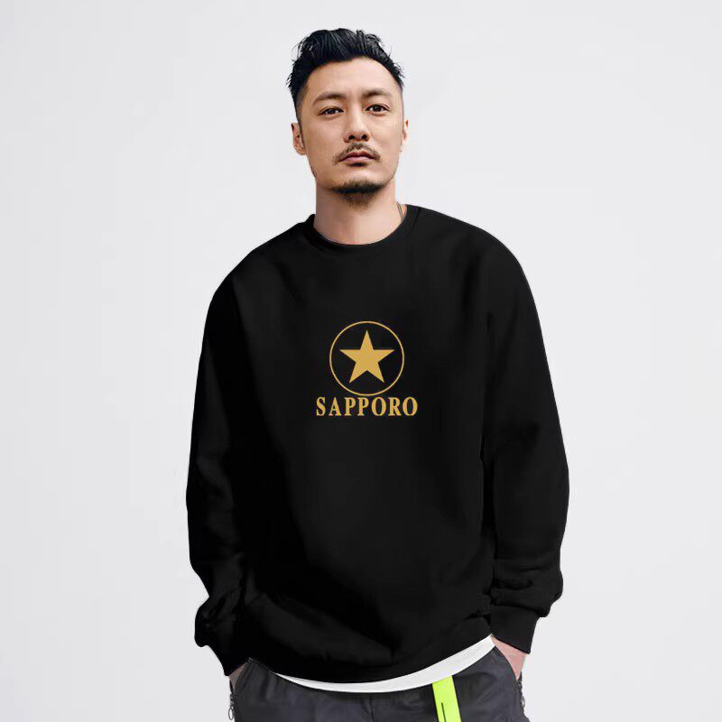 香港正品潮牌秋冬余文乐烫金星星打底衫男女休闲加绒纯棉圆领卫衣