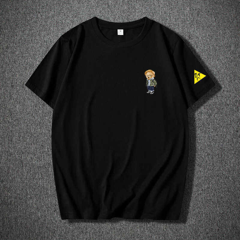 香港正品潮牌夏季卡通眼镜小熊半袖男女纯棉宽松大码重磅短袖T恤