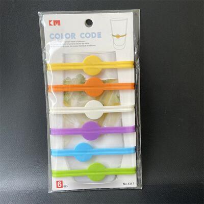 日本KM彩色硅胶玻璃杯标识圈
