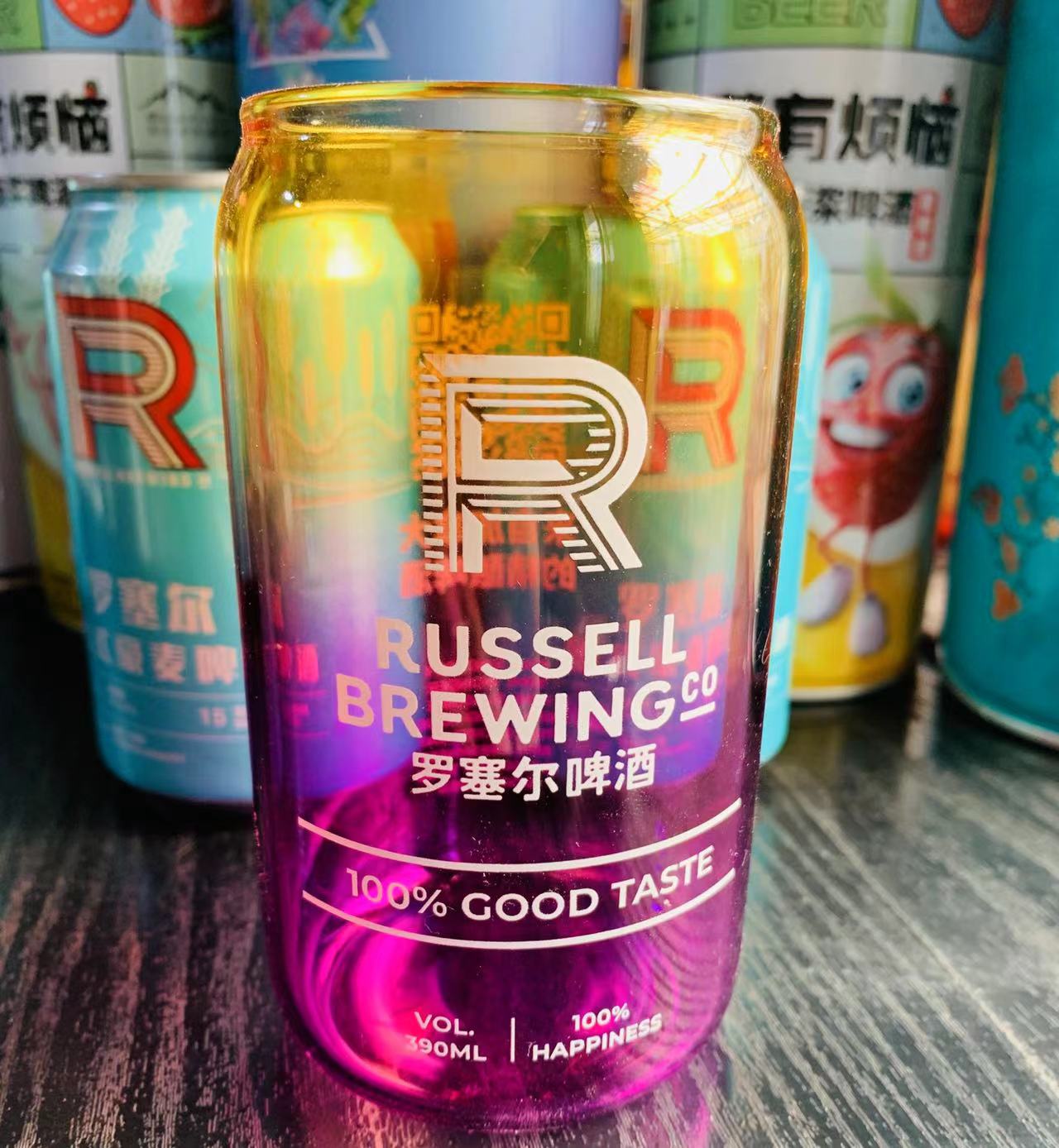 进口加拿大 罗塞尔 RUSSELL 炫彩易拉罐杯子精酿啤酒杯