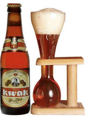 比利时原装收藏版 KWAK快克啤酒杯烫印木架杯收集珍藏限量套装