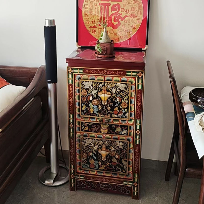 藏式家具风格手绘上下角柜仿古摆件地柜实木尺寸可定制做彩绘边柜