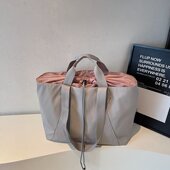 大容量旅行袋女抽带扩容短途出差行李包轻便单肩手提包运动健身包