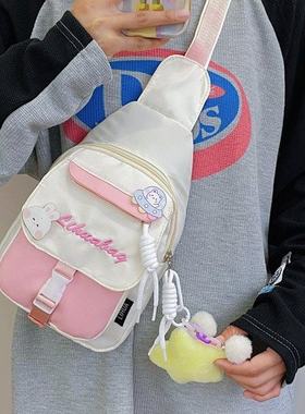 韩系女童胸包中大童大容量儿童斜挎包女孩外出旅游可爱洋气单肩包