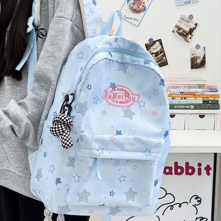 2025冬季新款双肩背包2025年春季尼龙布加扭扭结挂件单包拉链