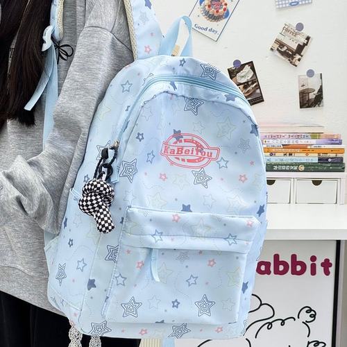 2025冬季新款双肩背包2025年春季尼龙布加扭扭结挂件单包拉链