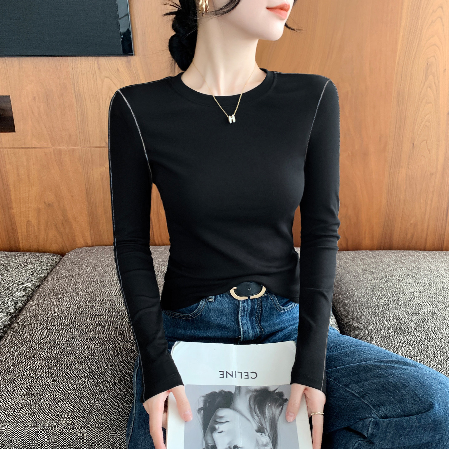 打底衫女春秋冬内搭不起球可外穿图片