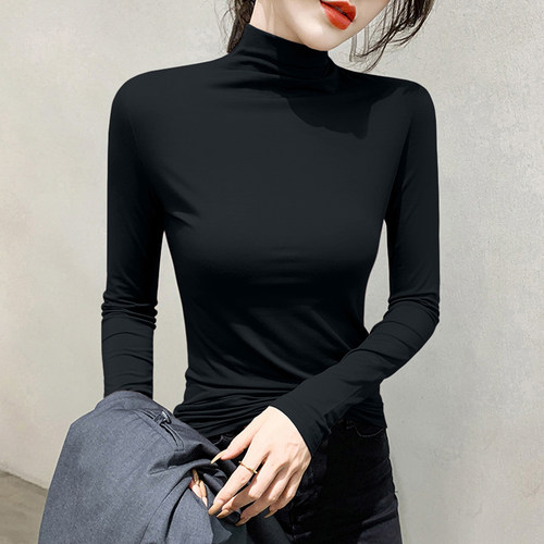 半高领打底衫女莫代尔春秋长袖