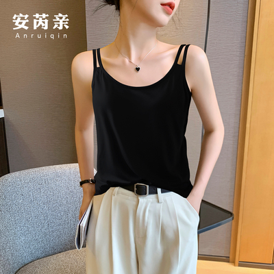 黑色冰丝宽松凉感吊带背心女内搭