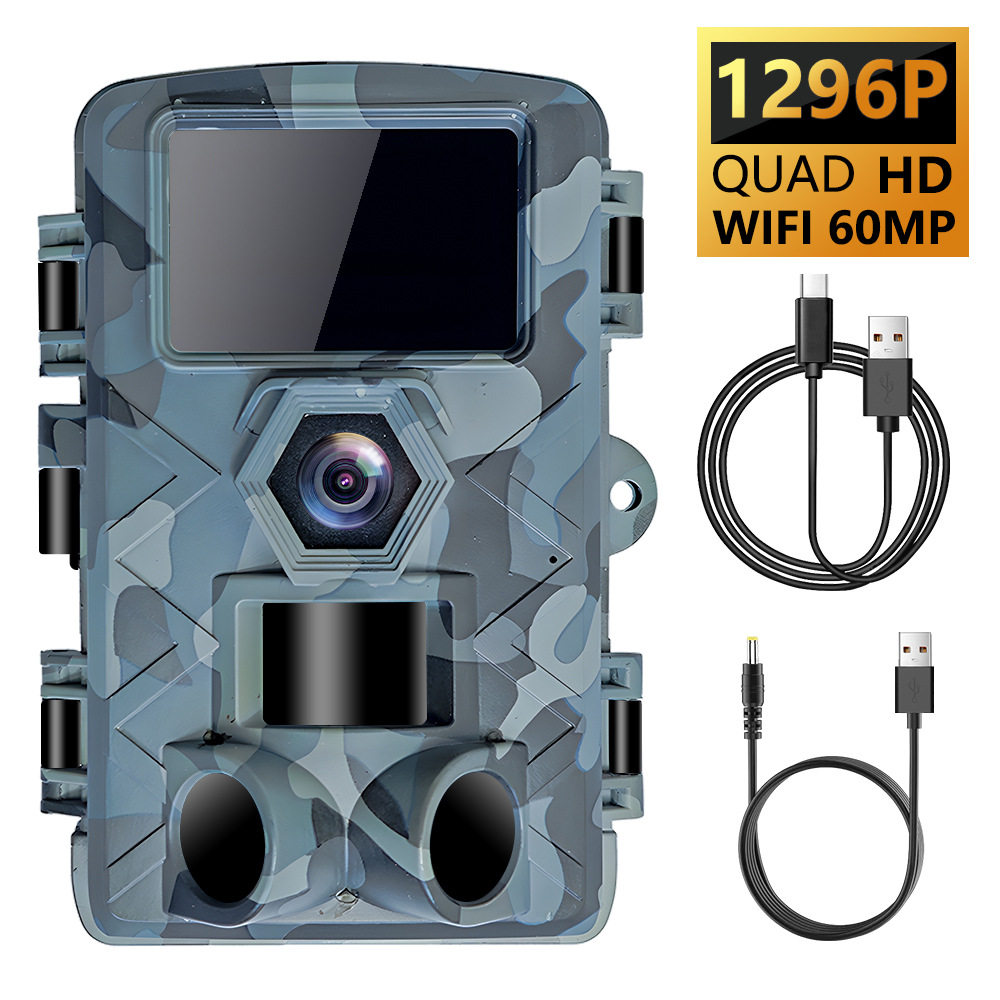 WIFI 1296P 60MP内置屏幕户外红外狩猎相机野外相机庭院安防监控