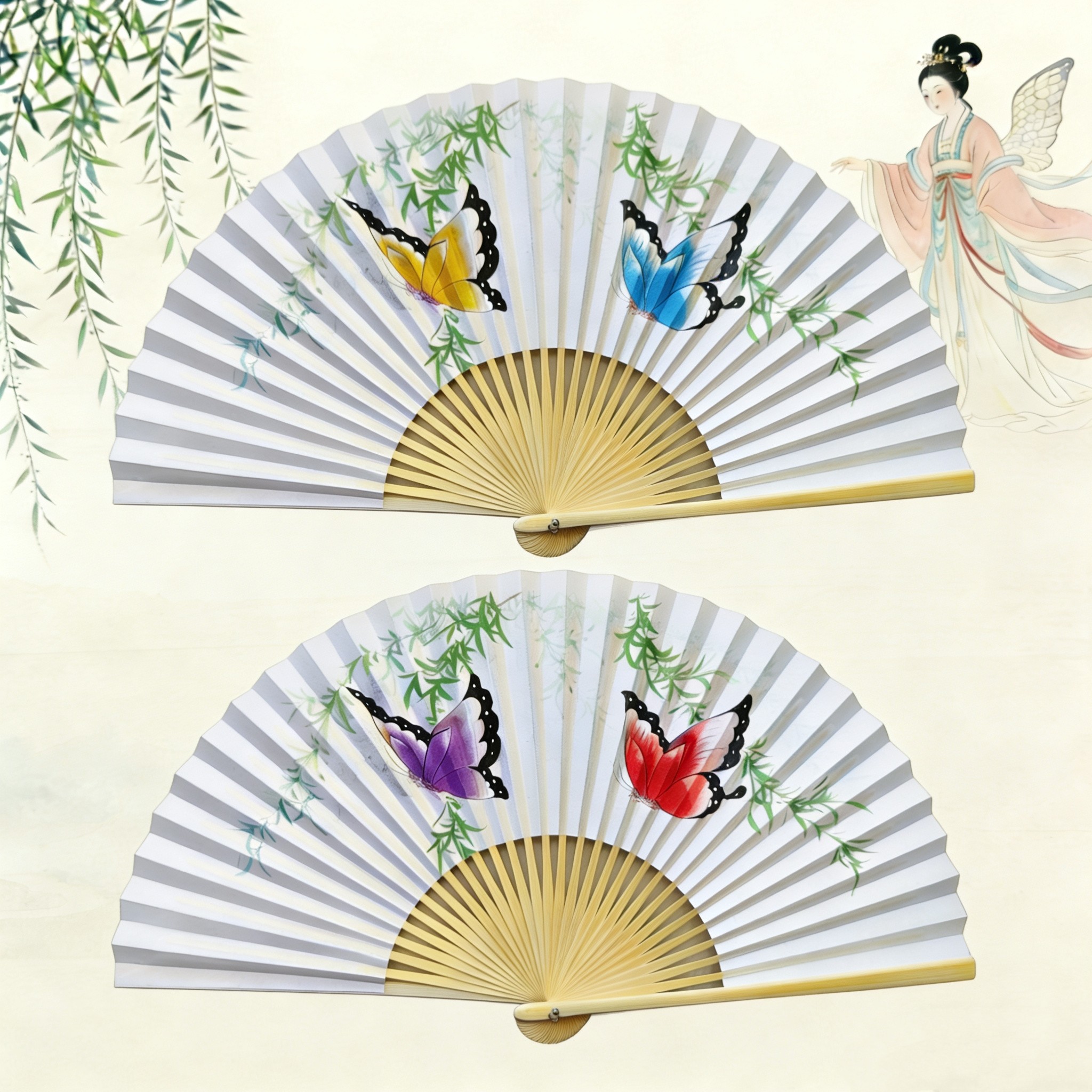 8寸9寸越剧扇子梁祝十八相送蝴蝶戏曲扇子戏剧演出舞蹈扇子