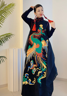 天韵设计原创民族风重工刺绣女春秋新款宽松大码长款无袖连衣裙