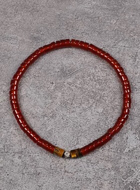 ACCSEE小众设计天然红玛瑙虎眼石情侣手链男女串珠节日送礼物精致