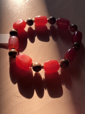 AC原创天然石檀香古风手串手链弹力绳好运节日礼物