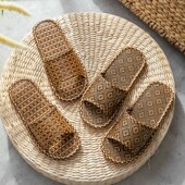 藤草草席草编凉拖鞋 夏天室内防滑软底家用居家客人地板男 女士夏季