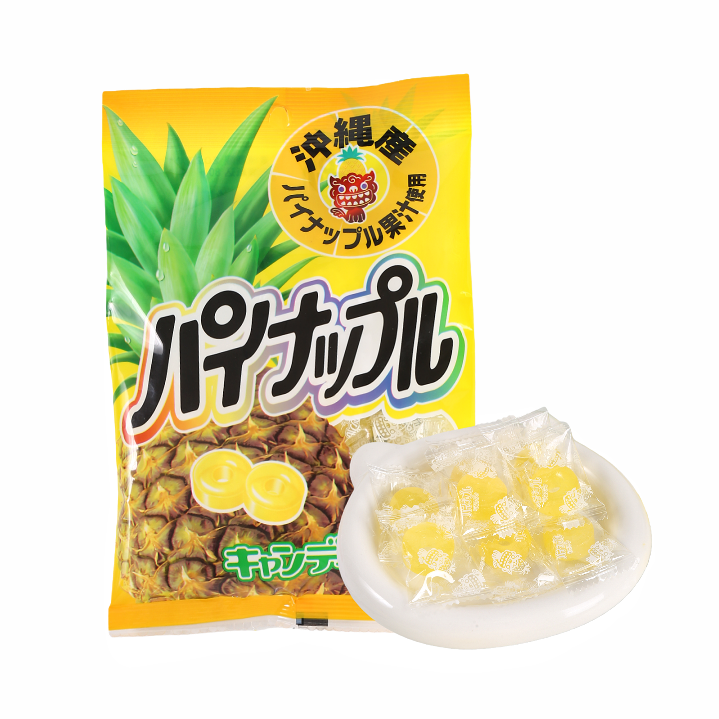 日本进口秋山水果糖菠萝味果汁硬糖高颜值圈圈糖果结婚礼喜糖果