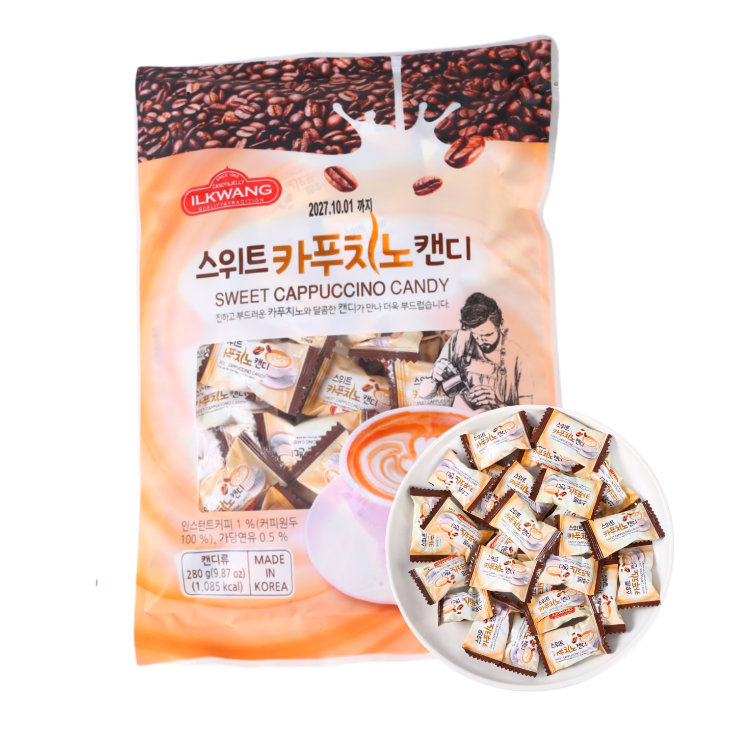 韩国进口ILKWANG卡布奇诺咖啡糖焦糖味糖果袋装结婚礼喜糖果零食