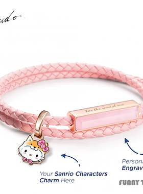 香港代购Crudo Leather三丽鸥编织皮手链库洛米闺蜜情侣手绳礼物