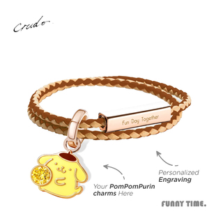 香港代购Crudo 布丁狗编织皮手链贝母情侣手绳三丽鸥手绳可刻字