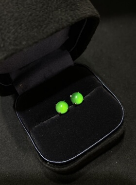 国风新中式 通勤万neng极简款绿玉髓耳钉种水正阳绿色