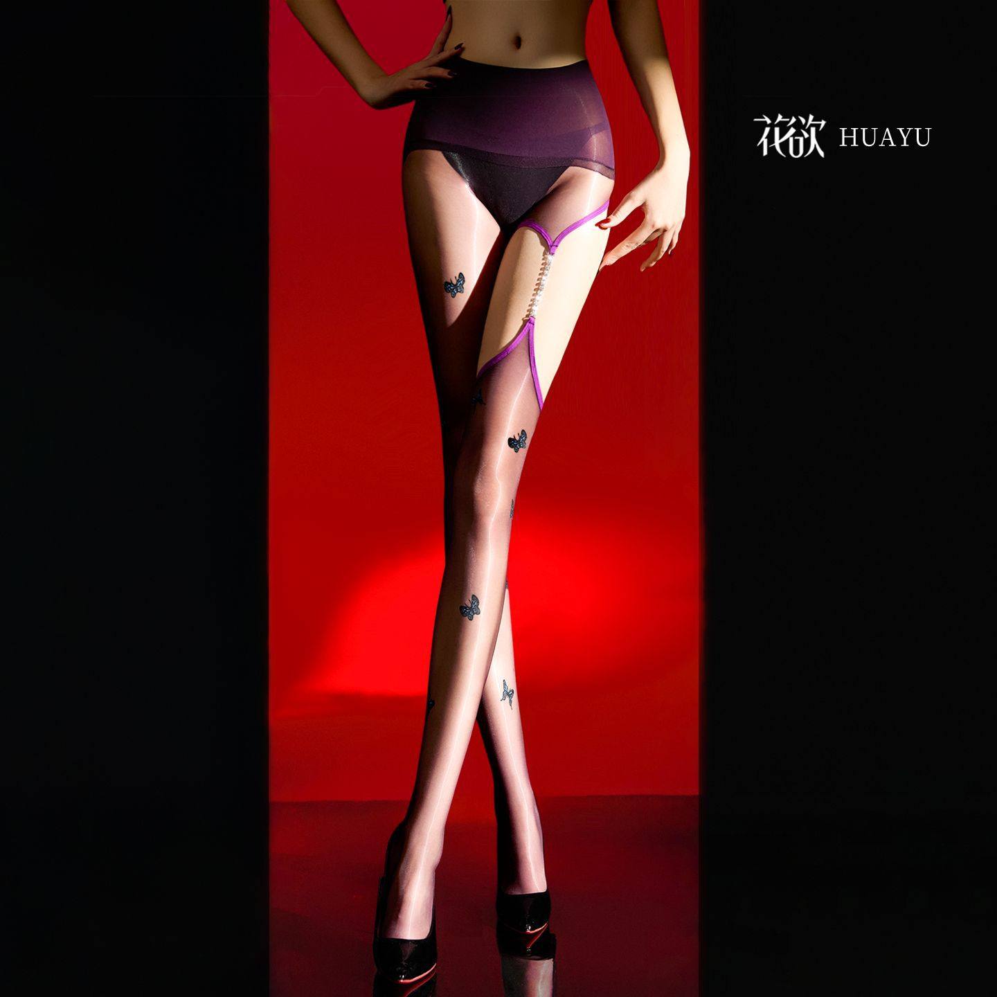 [蝶落星链]极光织梦蝴蝶钻链吊带无缝裆油亮极光超薄丝袜性感黑丝,女士内衣/男士内衣/家居服,连裤袜/打底袜,淘宝优惠券,粉丝福利购,淘宝优惠卷