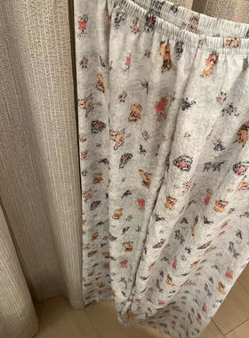 高个子116cm加长卡通小狗睡裤休闲裤女夏薄高腰垂感遛弯长裤宽松