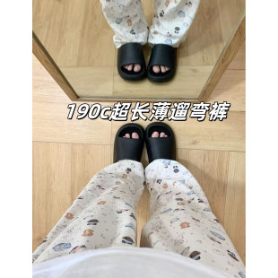 寬松顯瘦褲 190cm高個(gè)子加長(zhǎng)卡通睡褲 休閑褲 女夏高腰垂感遛彎長(zhǎng)褲