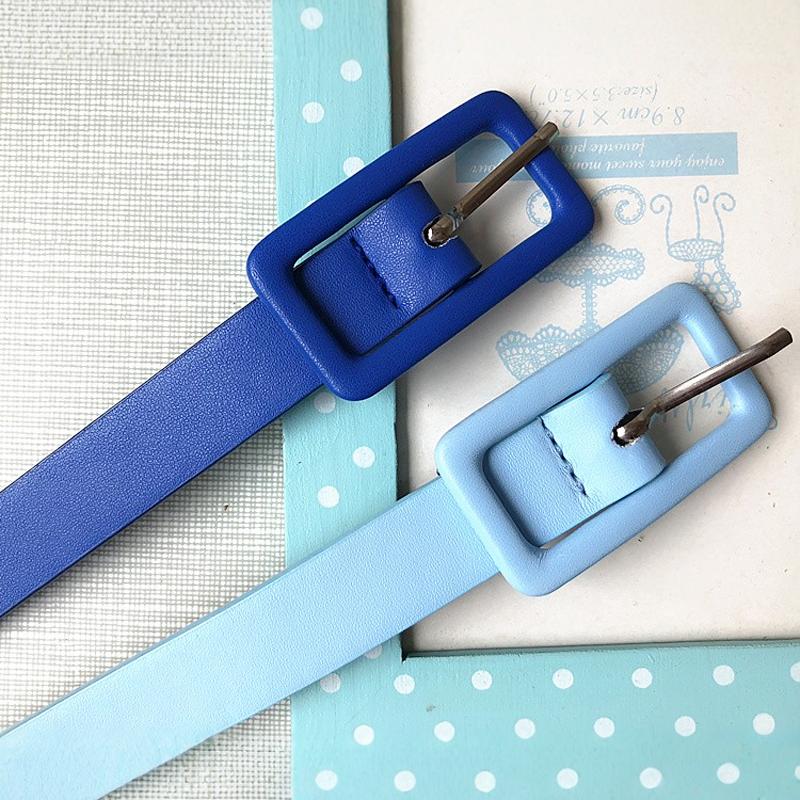 蓝腰带女牛皮裙带配裙子装饰腰带