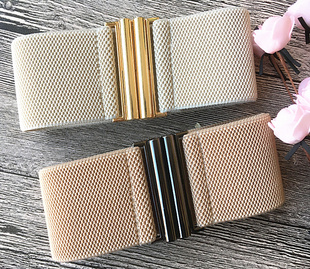 松紧腰带弹力宽腰带百搭装 饰配裙子羽绒服腰封卡其色腰带弹力束腰