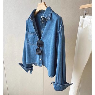 牛仔衬衫 筒约有腔调浅色水洗短款 女 渠道货 深圳南油女装