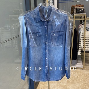 女上衣 质感超赞客供纯棉叠穿百搭牛仔衬衫 深圳南油女装 渠道货