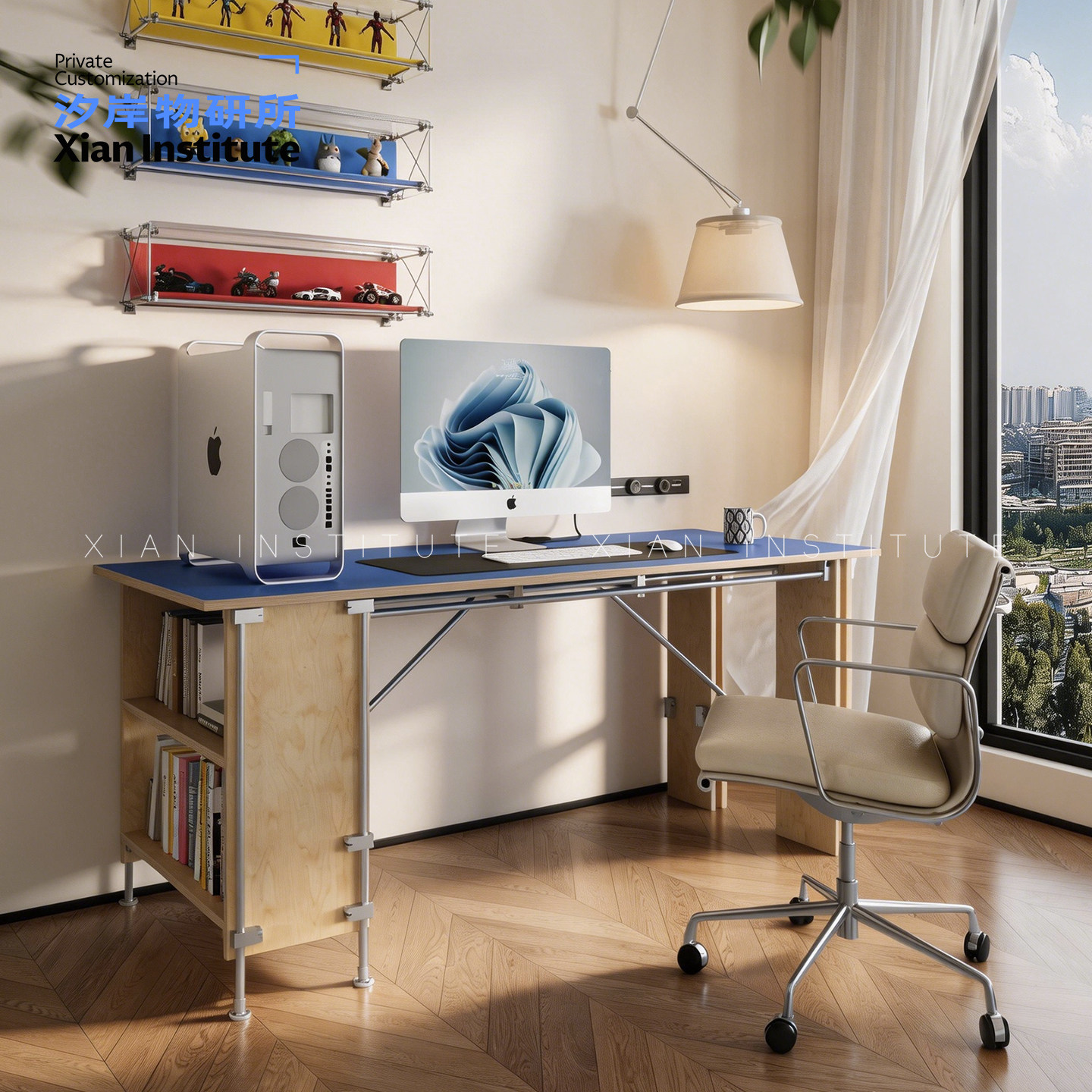 汐岸物研所海洋板书桌书房写字台电脑办公桌包豪斯客厅长餐桌定制