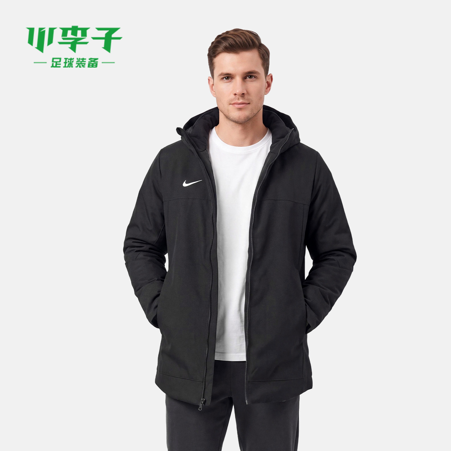 小李子足球耐克运动训练冬季保暖中长款羽绒服成人男JF8953-010