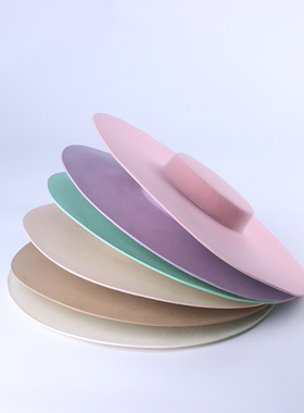 法式复古浅顶羊毛礼帽摄影拍照平顶大檐走秀凹造型舞台大沿羊毡帽